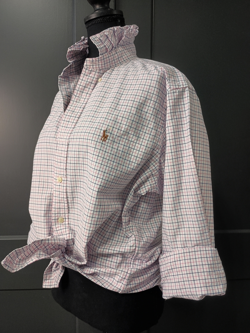 Upcycled Women's Ralph Lauren Ruffled Collar Shirt #145